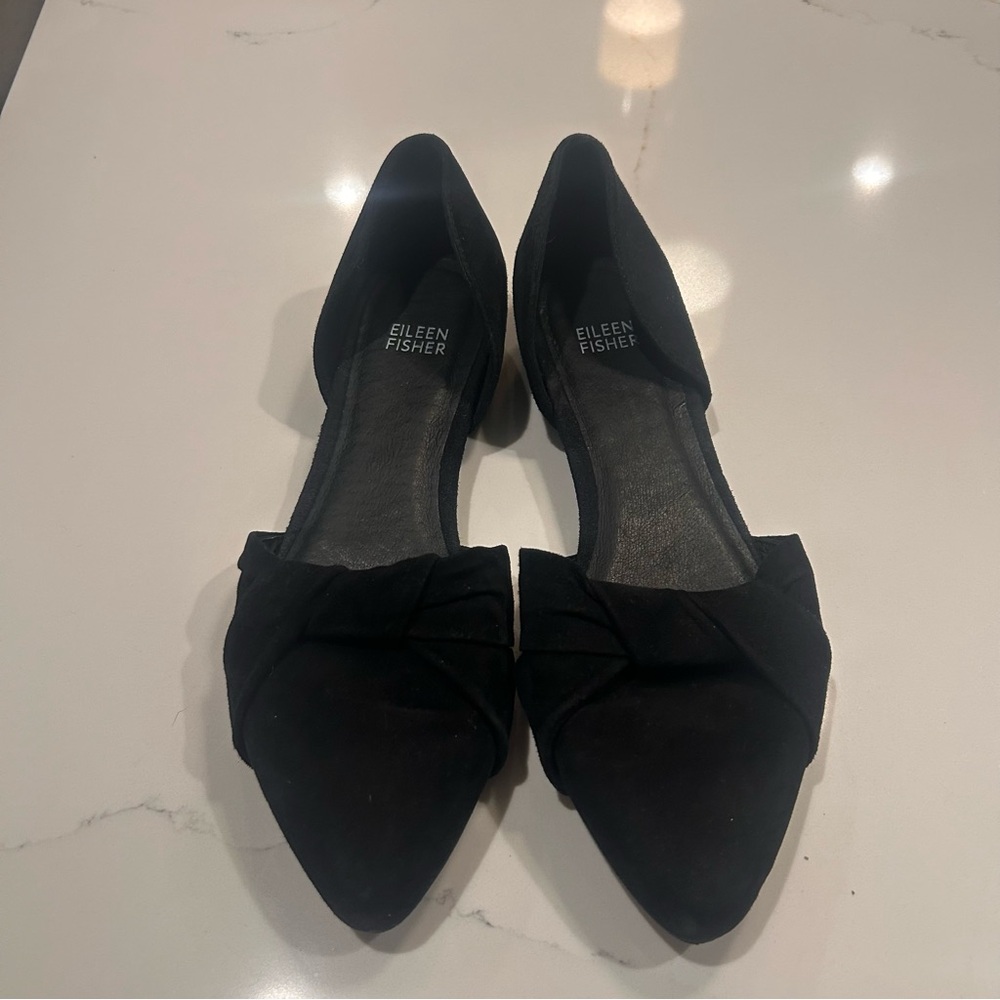 Eileen Fisher Black Suede Flats